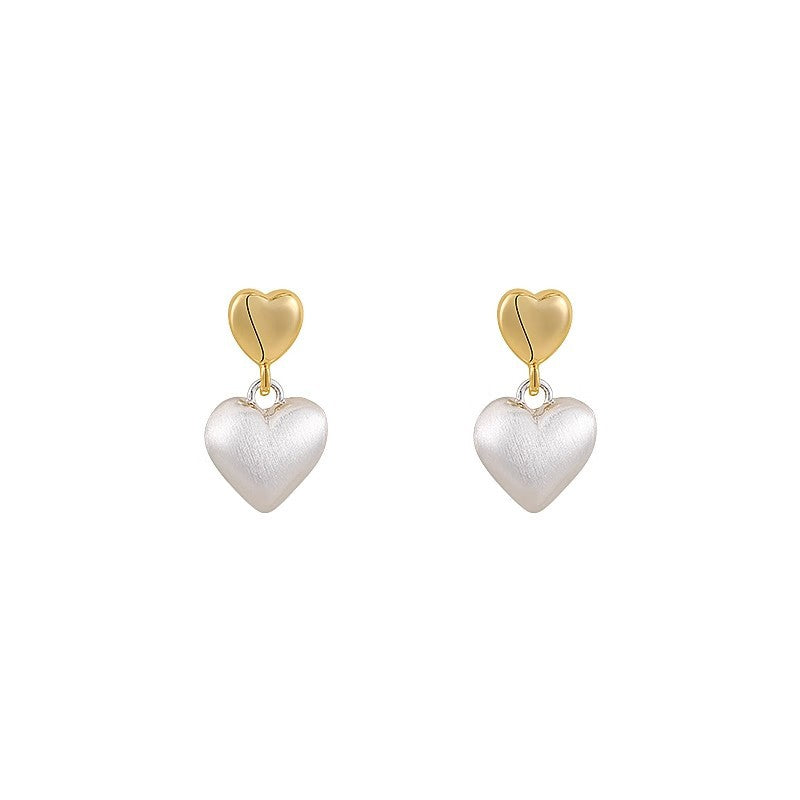 Double Love mattierte Ohrstecker für Damen
