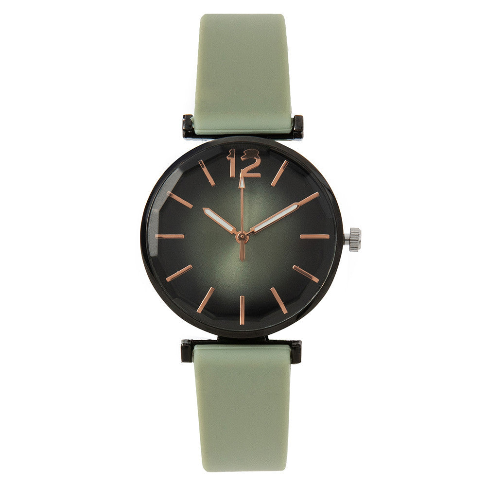 Modische Armbanduhr für Damen mit Farbverlauf und Silikonarmband