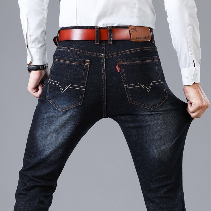 Elastische gerade Röhrenjeans für Herren in lockerer Freizeit