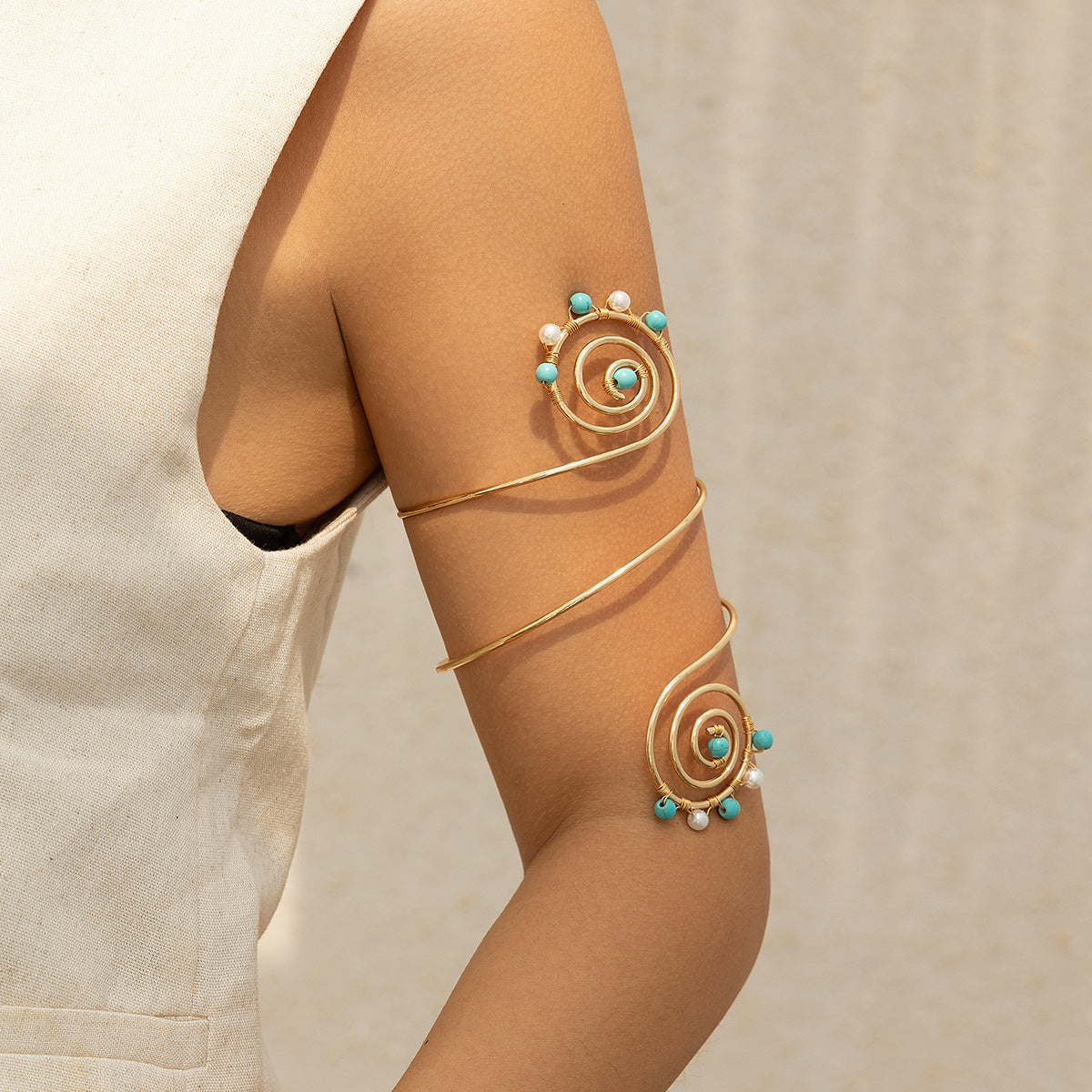 Kies Armkette Armband Perlen Spirale gelegt Armband