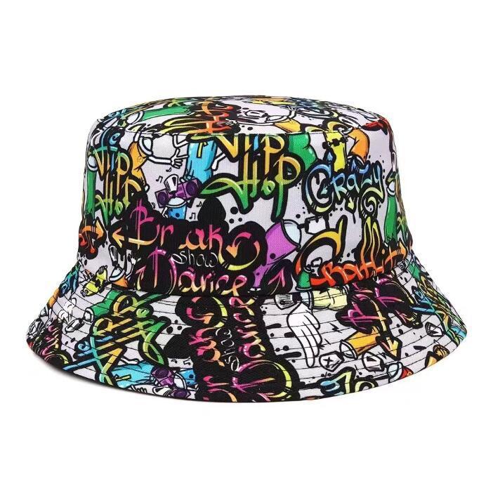 Vielseitiger Fischerhut mit geometrischem Graffiti-Retro-Muster