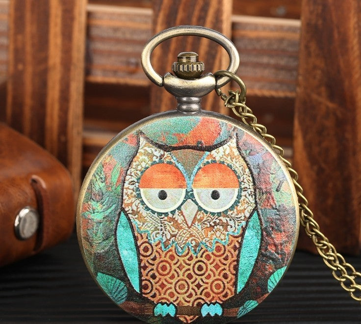 Flip Cartoon Eule Muster Taschenuhr Nette Student