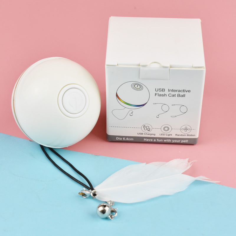 Elektrisches Katzenspielzeug, Spielzeugball, LED-Feder, necken Sie Katzenball, Katze selbst, hallo necken, Katzenstab, USB wiederaufladbar, necken Sie Katzenbedarf