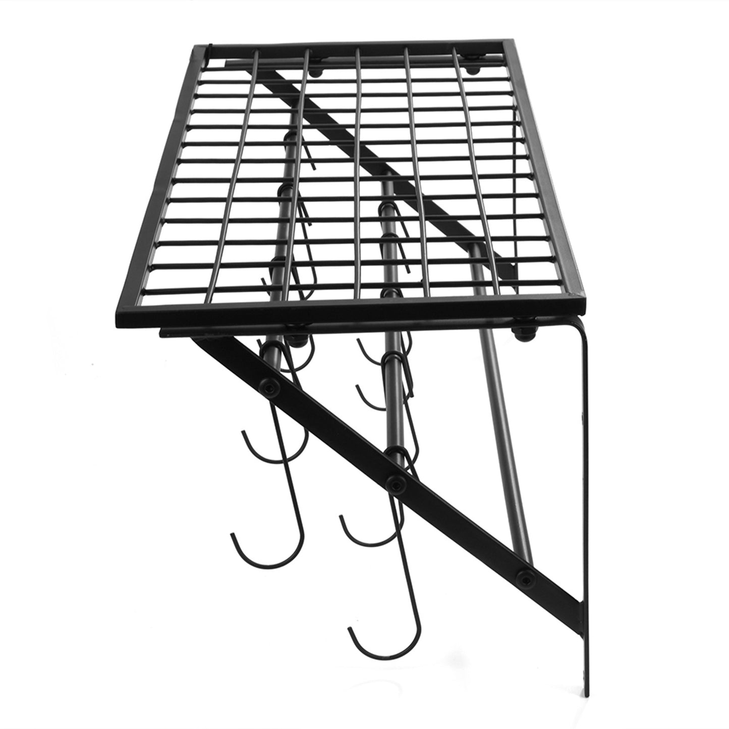 Black Metal Hanging Pan Pot Rack Wall Mounted with 10 Hooks Kitchen Storage Organizer