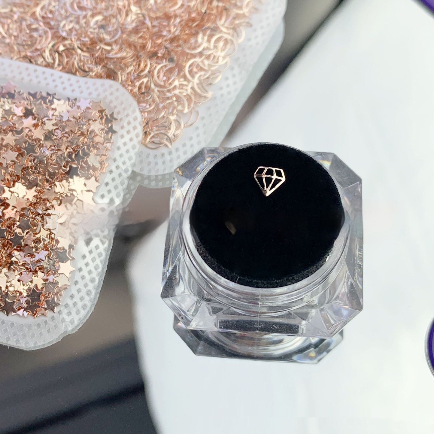 Außenhandel Produkte Rose Gold Metall Ultra-dünne Zahn-dekoration Strass 3 PCsbox Metall Hohl Scheibe Zähne