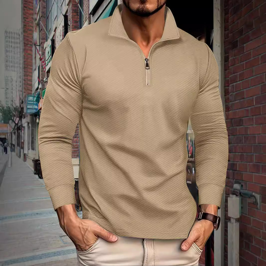 Twill Jacquard Halblangarm Reißverschluss Herren