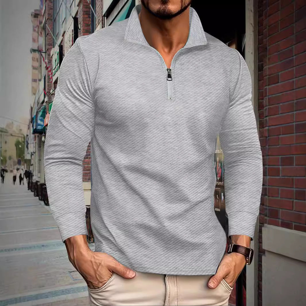 Twill Jacquard Halblangarm Reißverschluss Herren