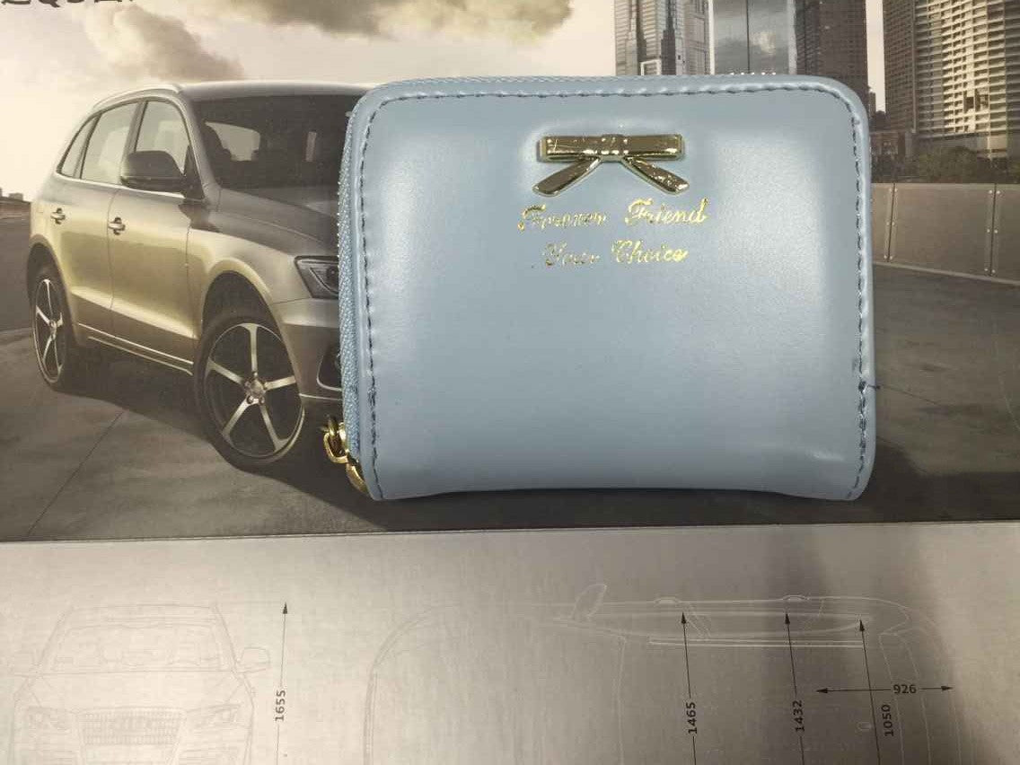 Kurze Clutch mit Schleife für Damen, mit Reißverschluss, Münzgeldbörse