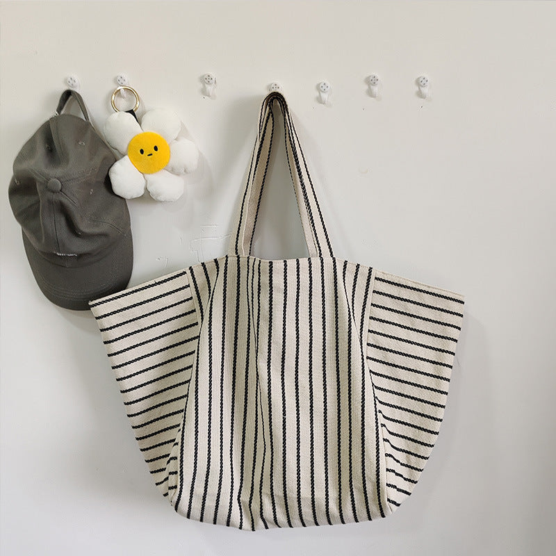 Canvas Tasche für Frauen Ins Schulter große Kapazität Leerlauf Stil gestreifte Mode