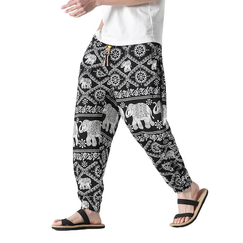 Herren Strandhose Retro Schnalle Freizeithose