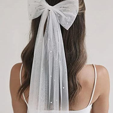 Europäische und amerikanische Mesh-Modelle Haar-Accessoires Nagel Perle Schleife dekorative Haarspange