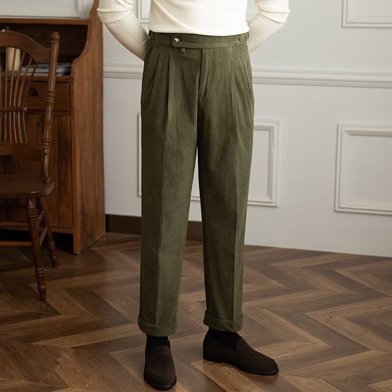 Herbst und Winter Cord Glatte Knöchellange Hose Herren