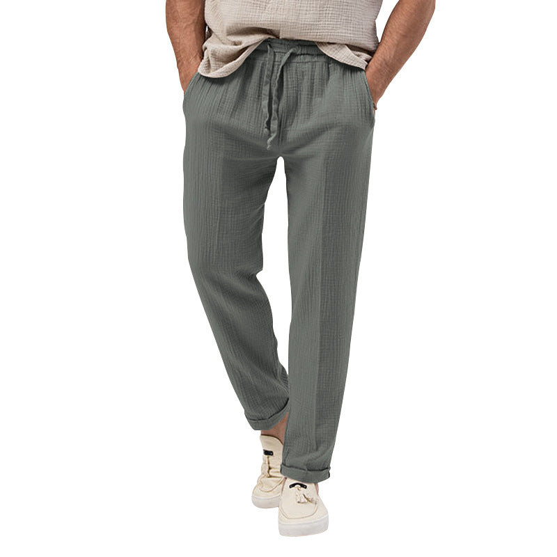 Atmungsaktive einfarbige Sommerhose für Herren in Übergröße, lockere Freizeithose