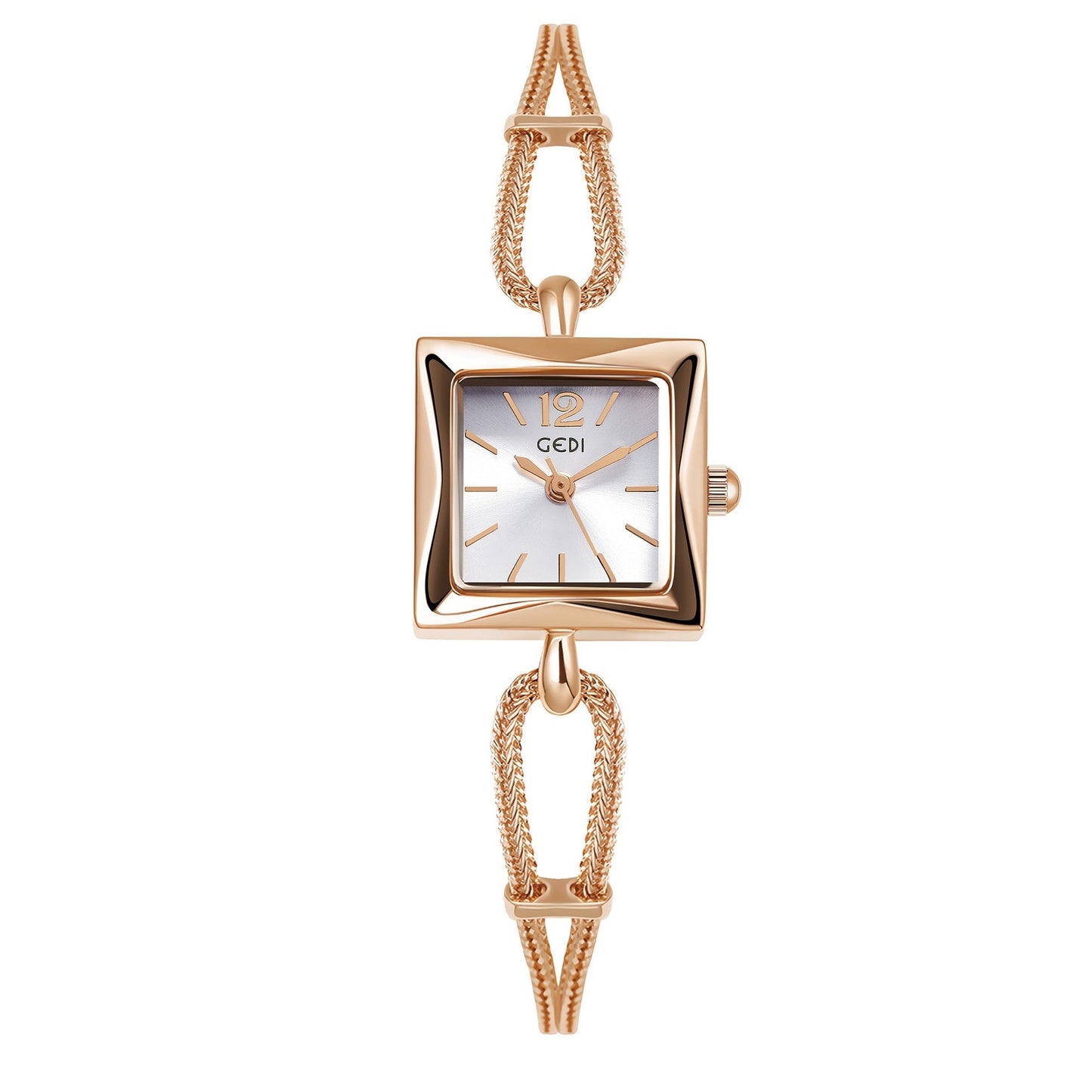 Hochwertige, einfache kleine quadratische Platte Legierung Armband Uhr im antiken Stil