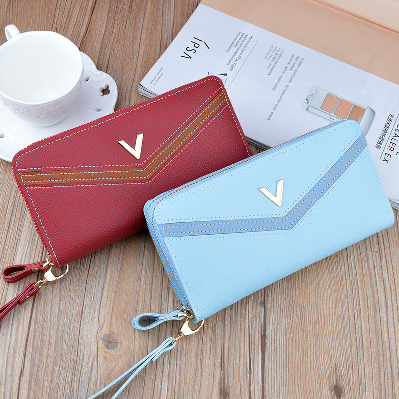 Neue Geldbörse Damen Lang Doppelreißverschluss Clutch