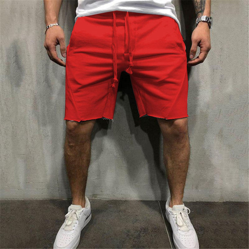 Europäische und amerikanische Fitness-Shorts für Herren in Volltonfarbe