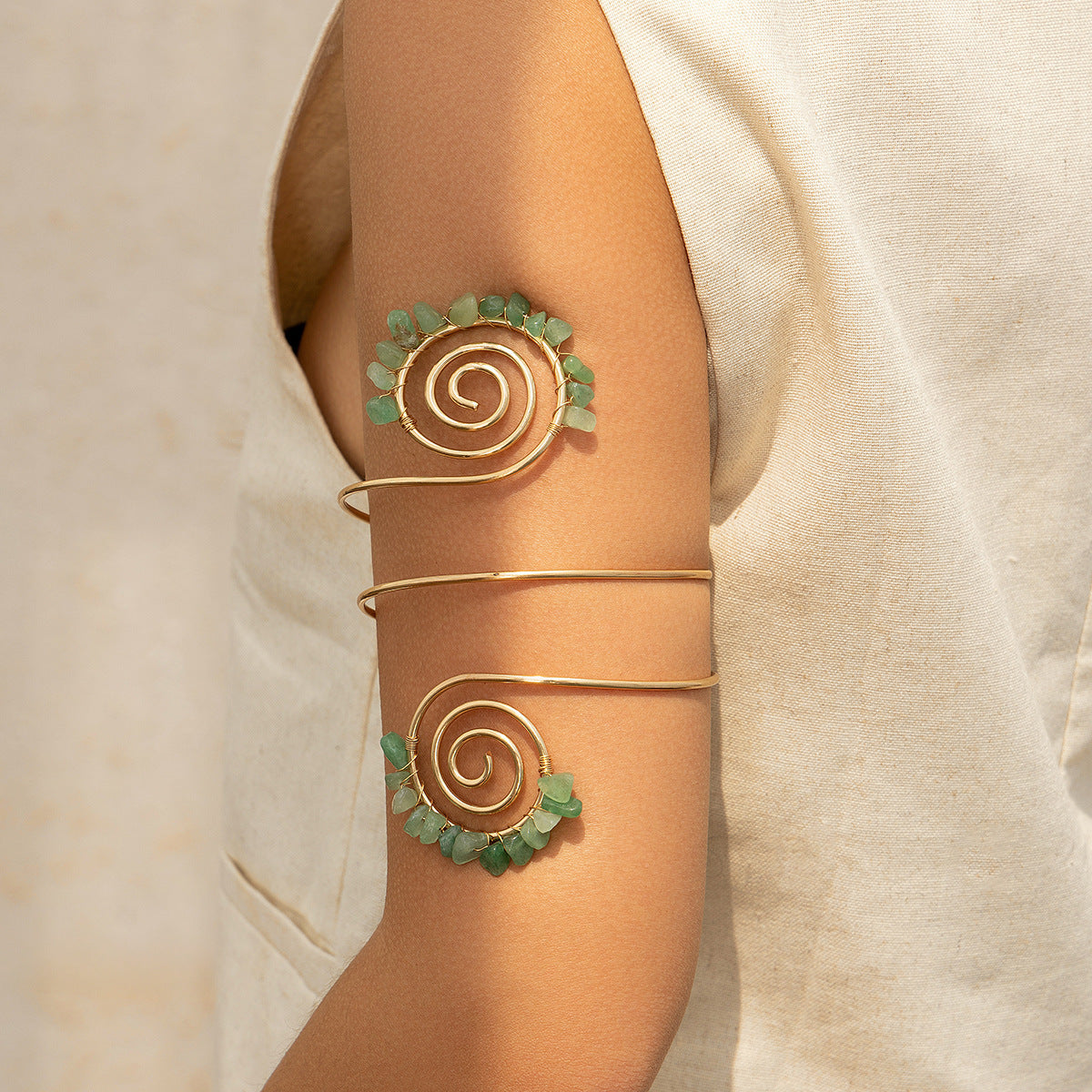 Kies Armkette Armband Perlen Spirale gelegt Armband