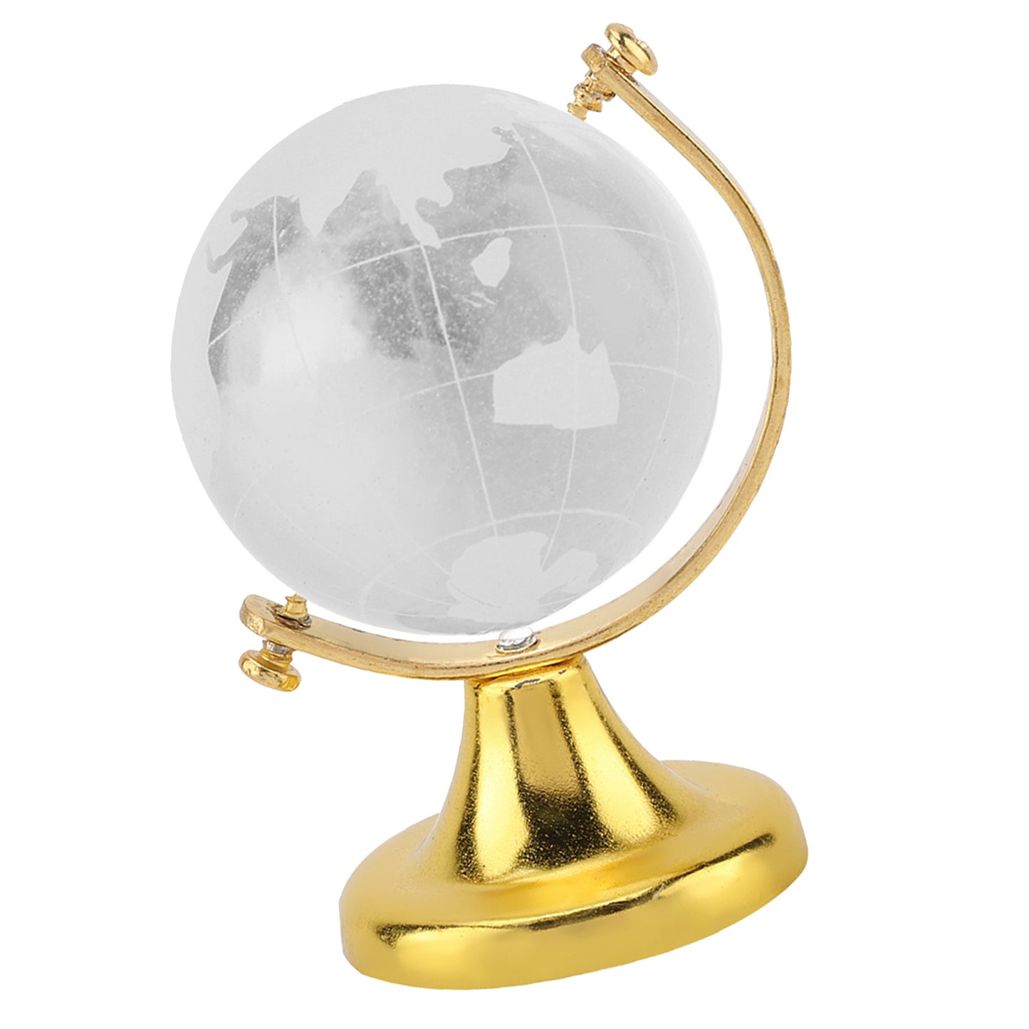 Runder Globus mit Weltkarte, Kristallglaskugel, Dekoration für Zuhause und Büro, Geschenk (Golden)