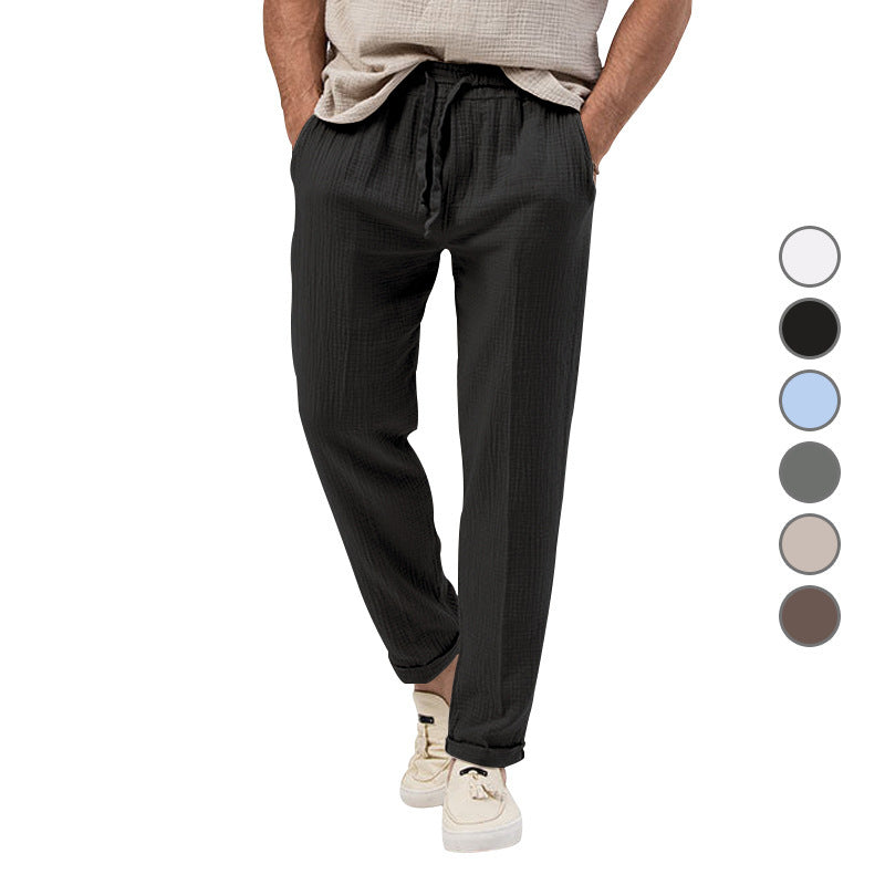 Atmungsaktive einfarbige Sommerhose für Herren in Übergröße, lockere Freizeithose
