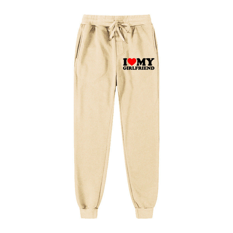 Lässige Jogginghose mit Buchstaben-Print „I LOVE MY GIRLFRIEND“