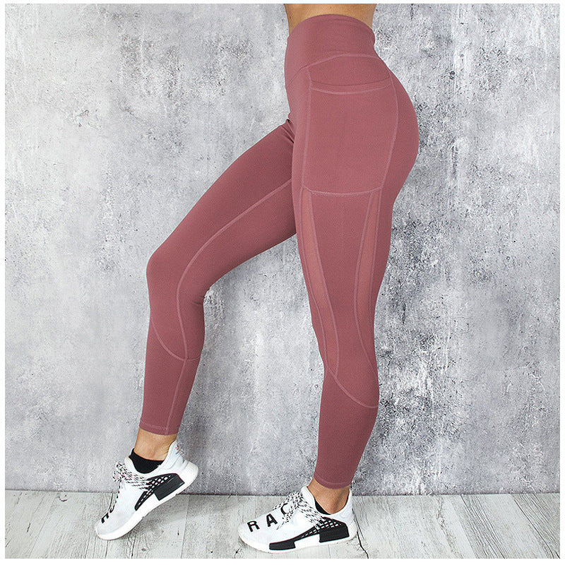 Schnelltrocknende, verkürzte Leggings mit Netznähten für Laufsport, Fitness, Yoga