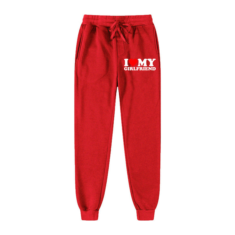 Lässige Jogginghose mit Buchstaben-Print „I LOVE MY GIRLFRIEND“