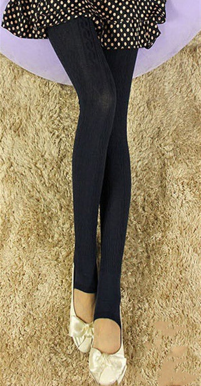 Schlankmachende Leggings aus gestricktem Leinen mit reinem Farbmuster