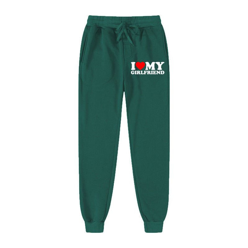 Lässige Jogginghose mit Buchstaben-Print „I LOVE MY GIRLFRIEND“