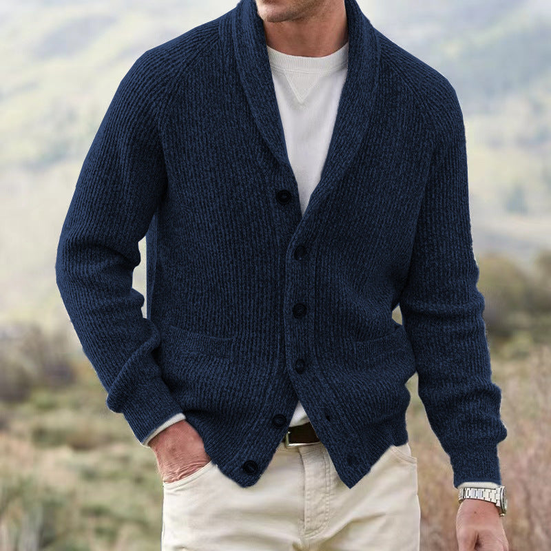 Herrenpullover Einfacher, verdickender Cardigan-Mantel