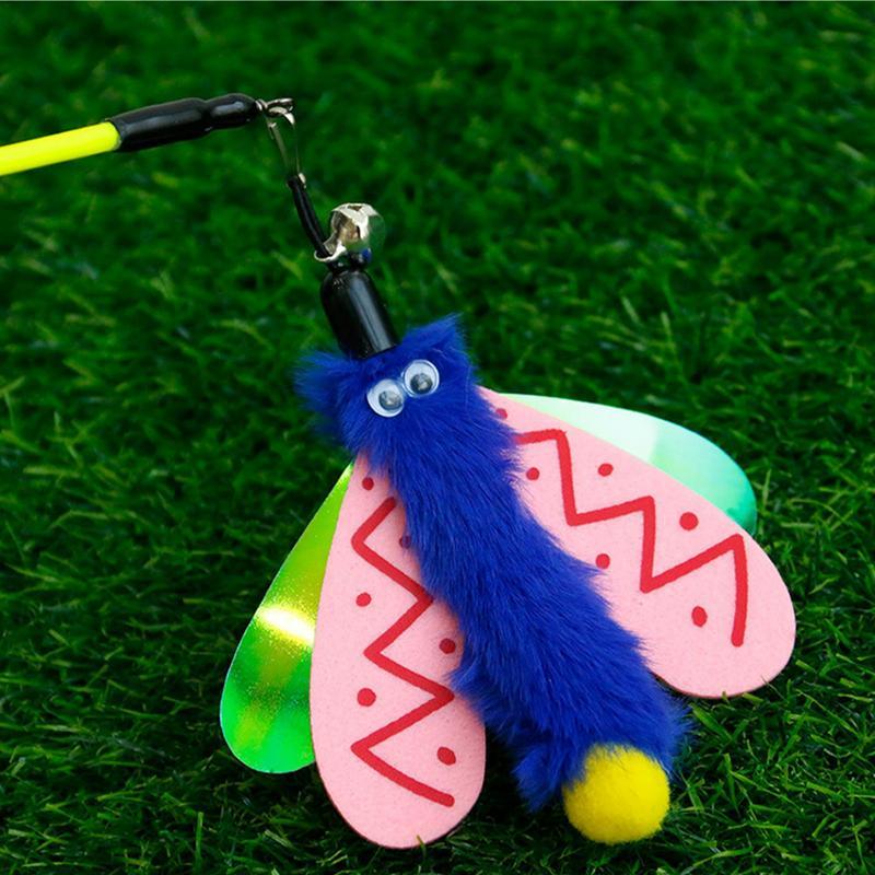 Katzenstab-Spielzeug, Kätzchenspielzeug mit Glöckchen, Libelle, Katzenstab-Spielzeug, interaktives Haustier-Spielspielzeug, Katzen-Teaser-Stab für Hauskatzen zum Spielen