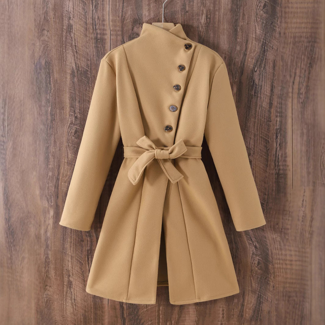 Damen Strickjacke mit Revers und Schleife zum Schnüren
