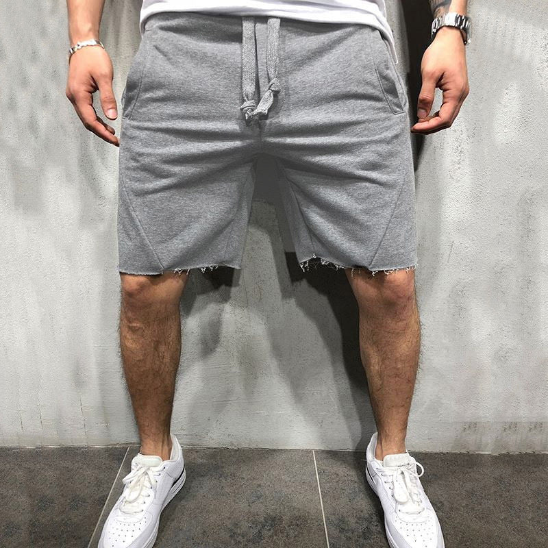 Europäische und amerikanische Fitness-Shorts für Herren in Volltonfarbe