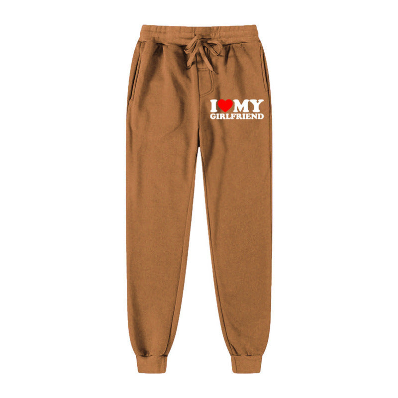 Lässige Jogginghose mit Buchstaben-Print „I LOVE MY GIRLFRIEND“