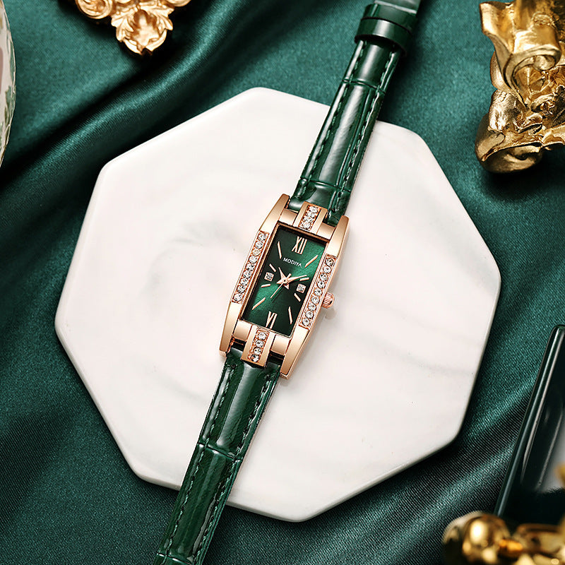 Temperament Pu Gürtel Diamant Britische Damenuhr