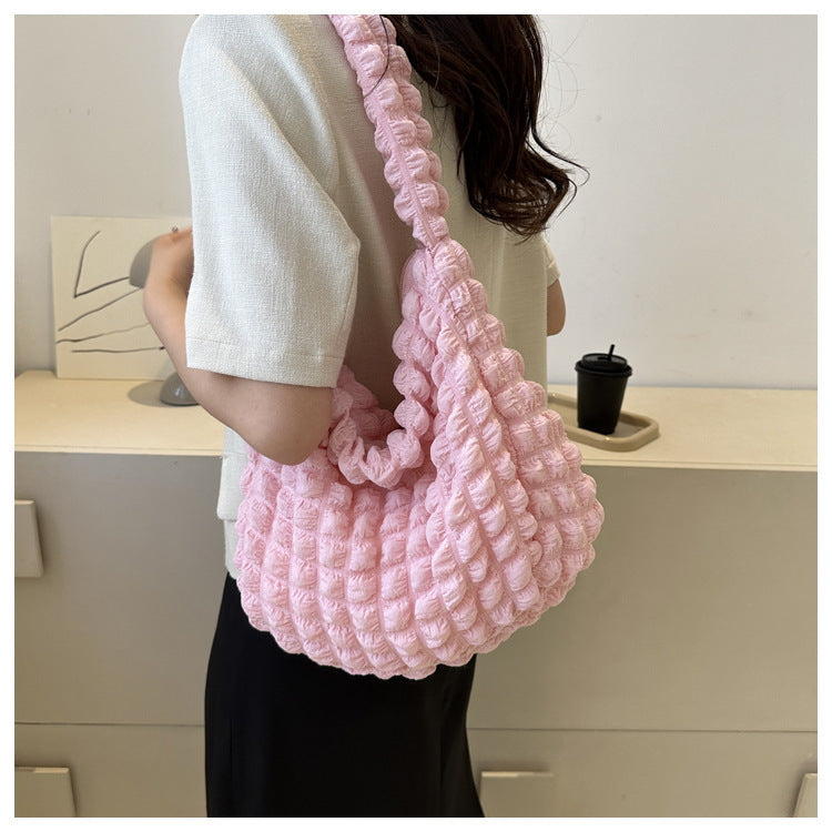 Nischen-Plissee-Wolken, niedlich, schlicht, weich, trendig, im Western-Stil, für Unterarme, Pendlertasche