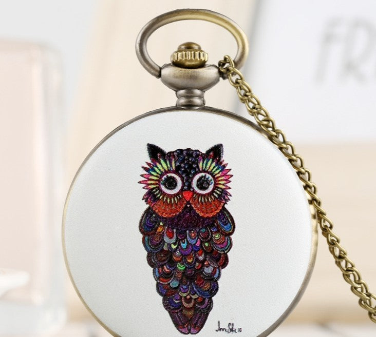 Flip Cartoon Eule Muster Taschenuhr Nette Student