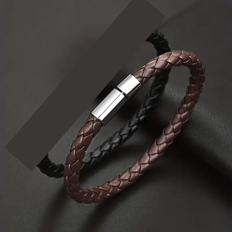 Lässiges, schlichtes Armband aus gewebtem PU-Leder