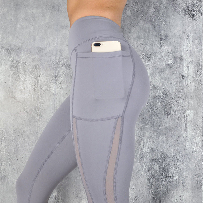 Schnelltrocknende, verkürzte Leggings mit Netznähten für Laufsport, Fitness, Yoga