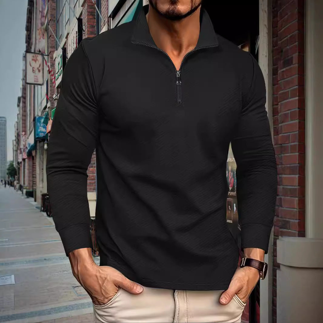 Twill Jacquard Halblangarm Reißverschluss Herren