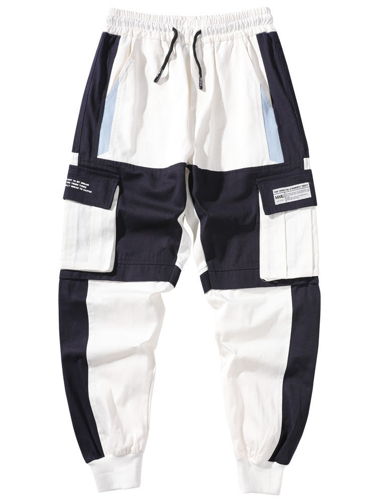Kordelzug Hosen Hosen Hip Hop Lose Nähte Kontrast Farbe Casual Hosen Jungen Overalls