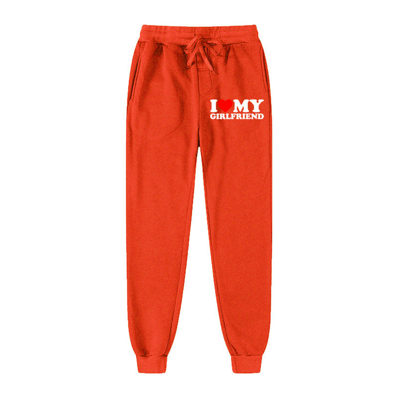 Lässige Jogginghose mit Buchstaben-Print „I LOVE MY GIRLFRIEND“