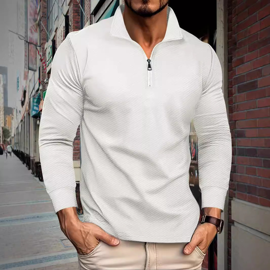 Twill Jacquard Halblangarm Reißverschluss Herren