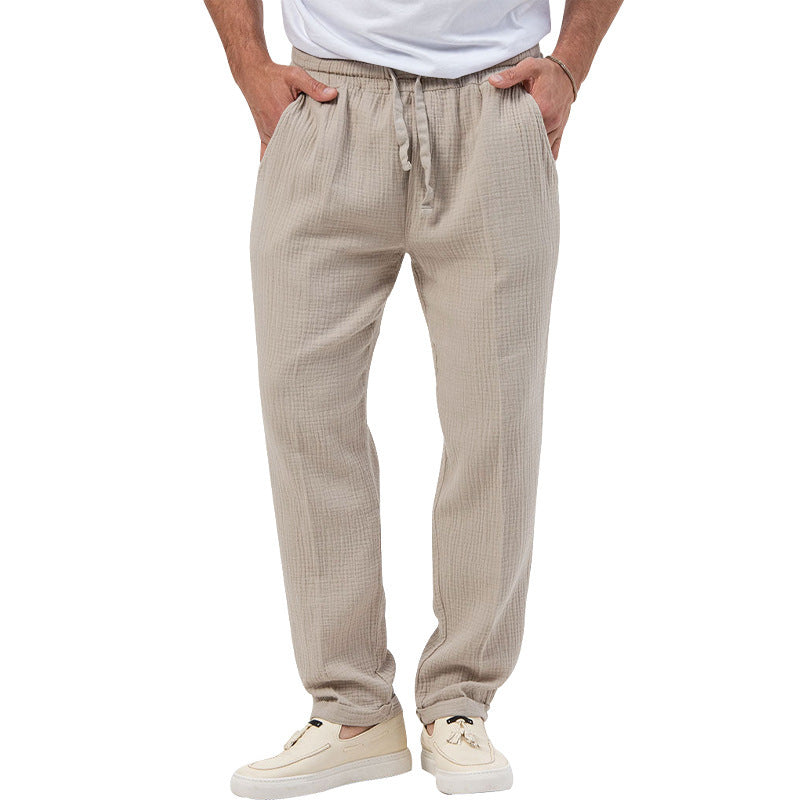 Atmungsaktive einfarbige Sommerhose für Herren in Übergröße, lockere Freizeithose