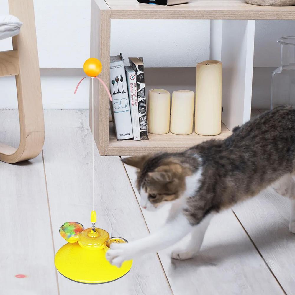 Niedlicher Katzenfellball Niedlicher Katzen-Teaser-Zauberstab Haustierprodukte Federspielzeug Interaktives Katzenspielzeug mit Saugnapf Kratzspielzeug Katzenbedarf