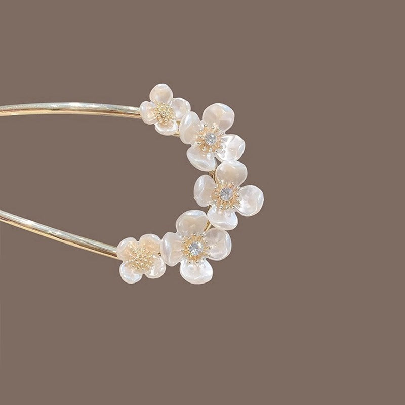 Hochwertige elegante Perlenblume U-förmige Haarnadel hinten Kopf einfach modern