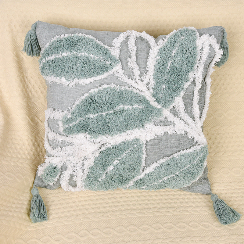 Kissenbezug mit Blattmotiv, für Zuhause, Wohnzimmer, Schlafsofa, getuftet, Überwurf, Kissenbezug