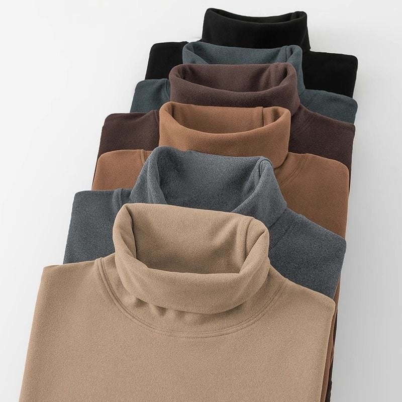 Selbsterhitzendes doppelseitiges Dralon-Rollkragen-Langarm-T-Shirt