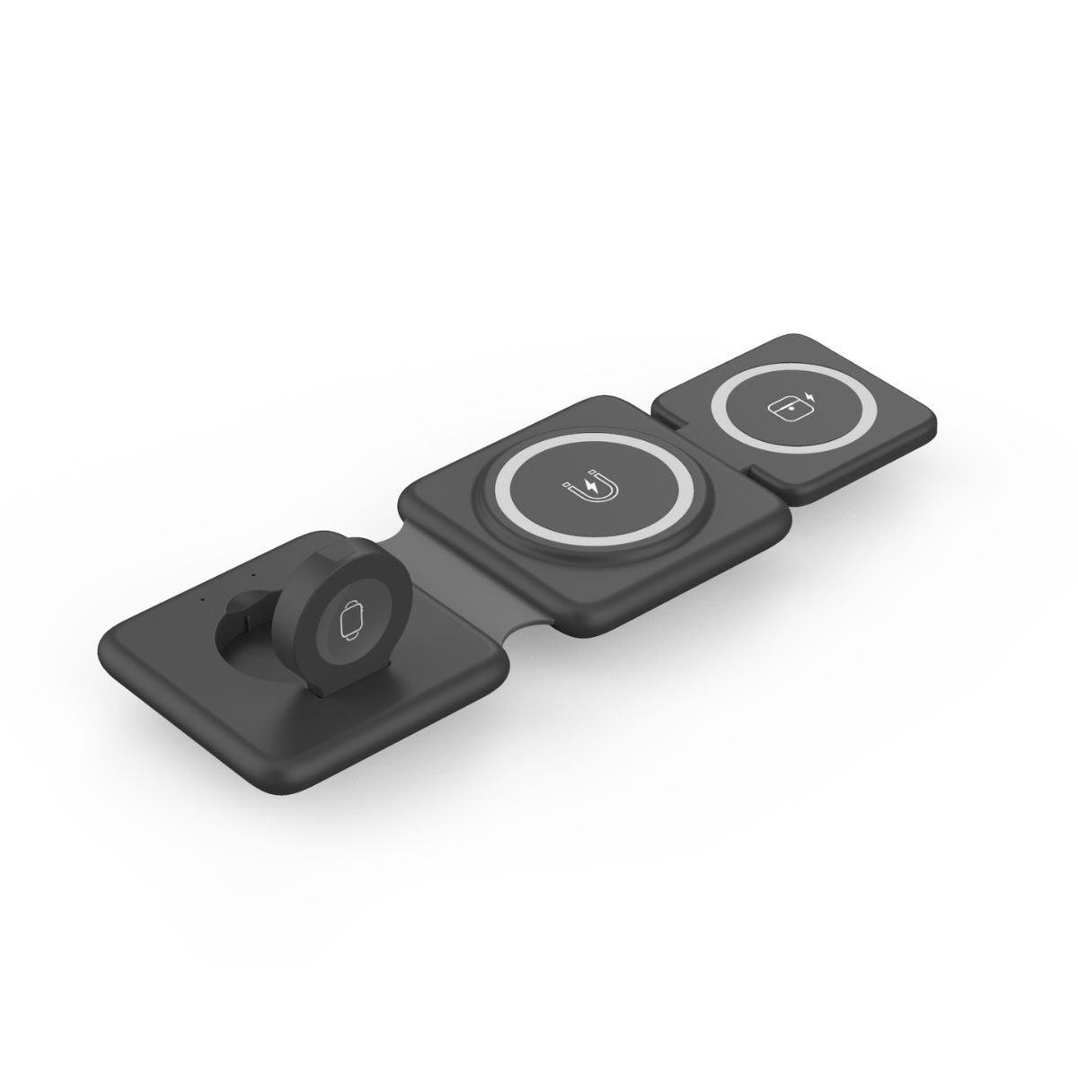 Zusammenklappbares kabelloses 3-in-1-Ladegerät mit magnetischer Saugnapffunktion