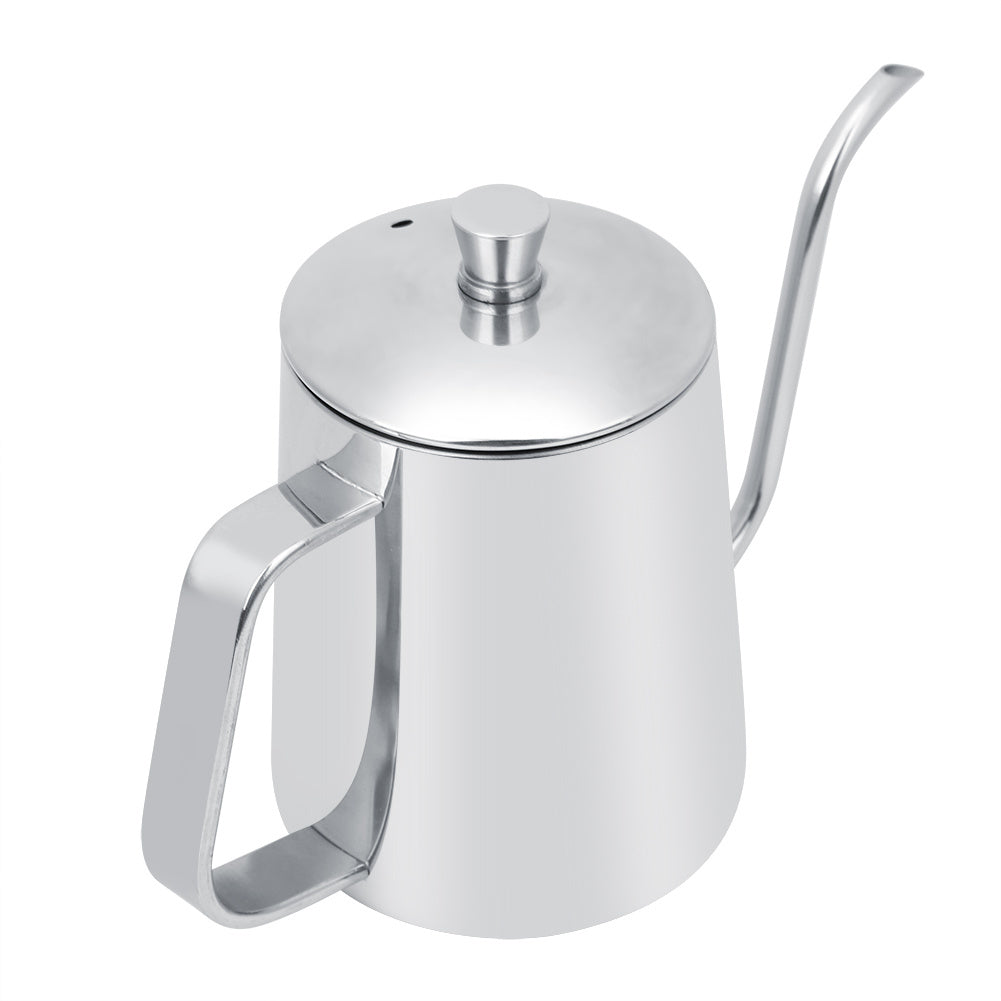 550ml Stainless Steel Long Gooseneck Coffee Pot Kettle with Lid for Home Kitchen Coffee Shop