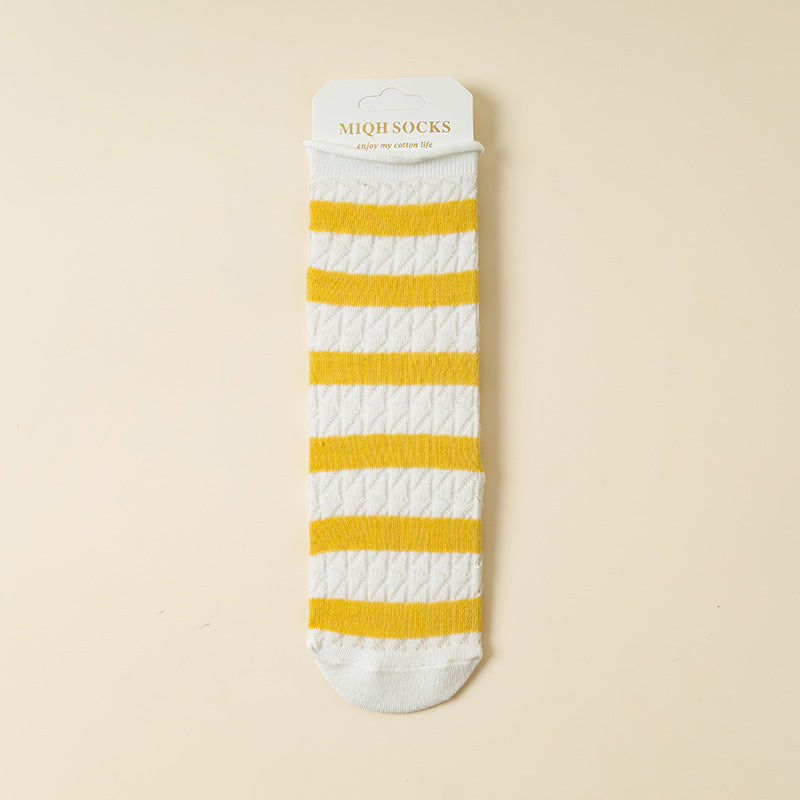 Elastic Kanekalon Striped Bunching Socks Women's Mid-calf Ins Breathable Mesh Loose Confinement Socks